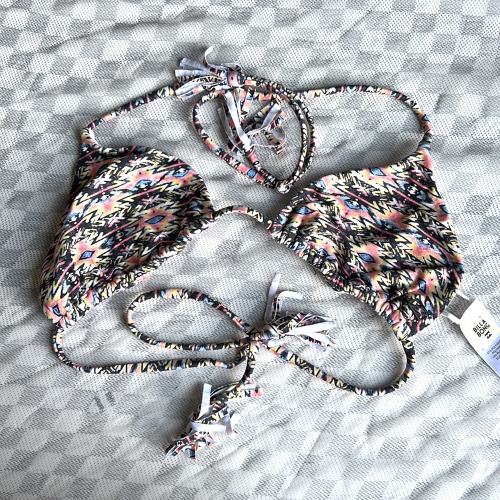 Billabong swim  floral tie strings size Medium Triangle Slider Bikini Top M